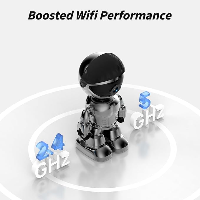 GBIUT Indoor Camera 2K HD 5G/2.4Ghz WiFi Pet Robot Camera Motion Detection and Alarm,Two-Way Talk,Color Night Vision, Nanny Cam Compatible with Alexa（Black）