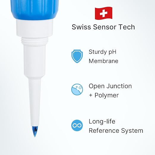 Apera Instruments Premium-Series PH60S Food pH Pocket Tester Kit, Swiss Spear pH Electrode, ±0.01 pH Accuracy, -2.00-16.00 pH Range (AI313)