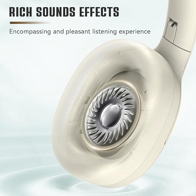 FIFINE Bluetooth Wireless Headphones, Over-Ear Headphones with 65H Battery Life, Touch Control Panel for Music, Cellphone Calls, Noise Cancellation Headset with Soft-Earpads for Home Office-X3 White