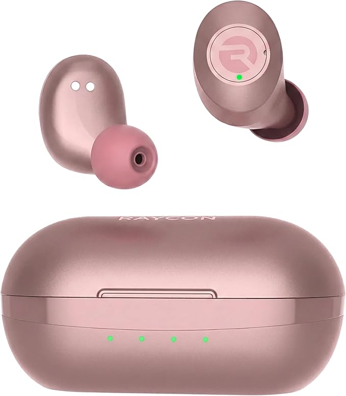 Raycon Everyday Bluetooth Wireless Earbuds with Microphone - Active Noise Cancelling, Sweat & Water-Resistant Earphones, Ear Buds Wireless Bluetooth Up to 32 Hours Playtime (Rose Gold)