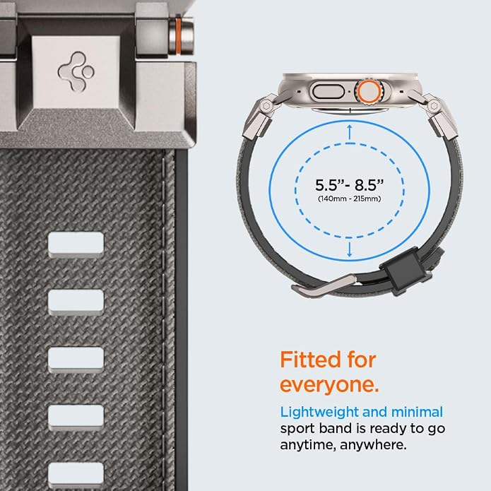 Spigen DuraPro Armor Durable Metal Connector Strap Designed for Apple Watch Band Compatible with Ultra 2/1 49mm, Series 10 46mm, 9/8/7 45mm, SE2/SE/6/5/4 44mm, 3/2/1 42mm