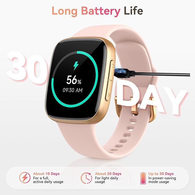 Smart Watch for Women, Answer/Make Call, 1.85" AMOLED Always-On Screen Smartwatch for iPhone & Android, 3ATM Waterproof Fitness Tracker with Heart Rate/Sleep/SpO2 Monitor, 120+ Sport Modes, 2 Bands