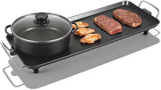 Electric Griddle & Flat Grill with Nonstick Large Cooking Surface and Removable Probe 11" x 26", 32-482℉(Five Gears Adjust)