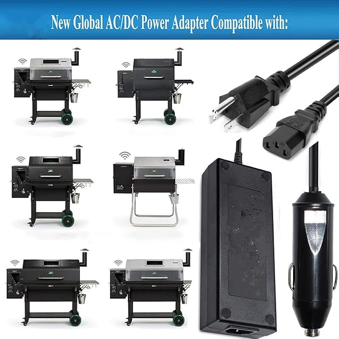 12V Power Adapter Compatible with Green Mountain Grill Davy Crockett, for P-1001 GMG-ADP10A GMGADP10A Part Numbers: P-1235, GMGP100, P-1266 GMG Green Davy Crockett,Power Supply Cord Charger PSU ﻿