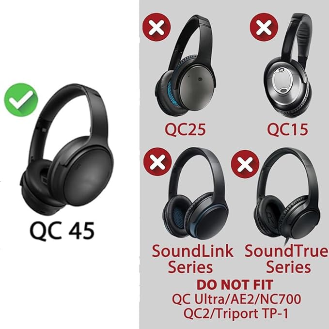 Ear Cushions and Headband Cushion Foam for Bose QuietComfort 45 (QC45) Headphones Accessories Easy to Install （45） (（45-Sky Blue）)