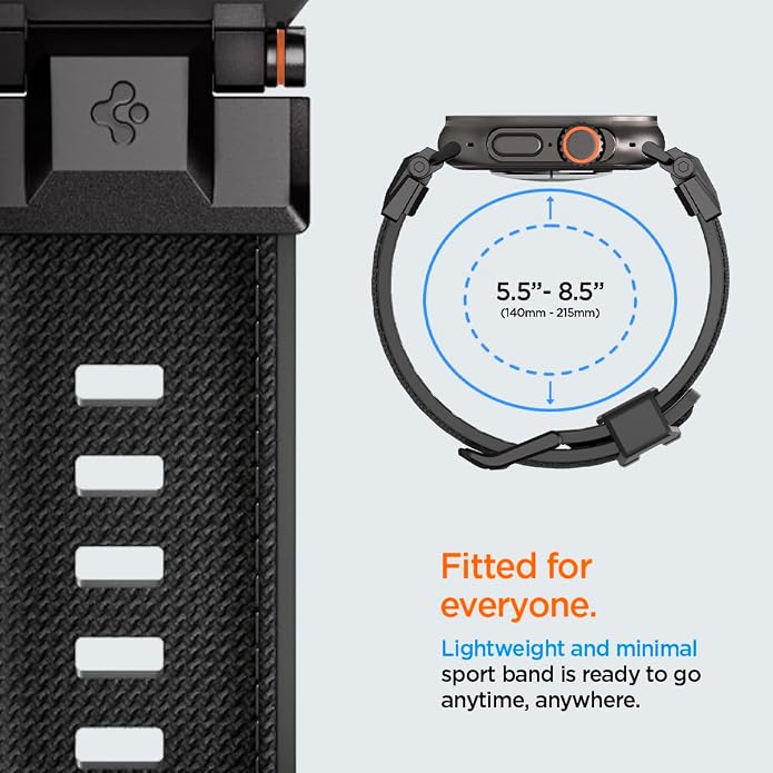 Spigen DuraPro Armor Durable Metal Connector Strap Designed for Apple Watch Band Compatible with Ultra 2/1 49mm, Series 10 46mm, 9/8/7 45mm, SE2/SE/6/5/4 44mm, 3/2/1 42mm
