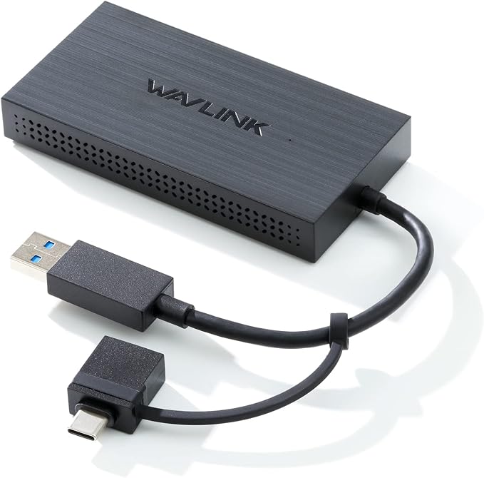 WAVLINK USB 3.0 or USB C to Dual HDMI Adapter, HDMI Splitter Extended Display for Dual Monitors, Support 3 Separate Screens for Windows, MacOS, Thunderbolt 3/4, 1080P@60Hz