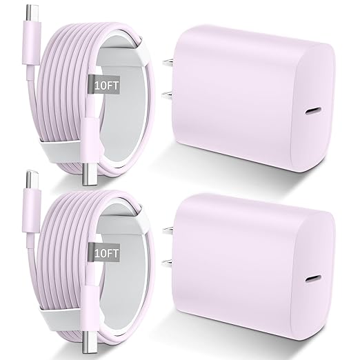 Phone 17 16 15 Charger Fast Charging Type C Chargers USB C Fast Charger Block & Phones 17 Charger Cord 10FT Long USB C Charging Cable for i.Phone 17/17 Pro/17 Pro Max/Air/Phone 16 15 Pro Max,Purple