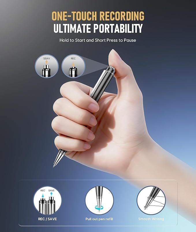64GB Digital Voice Recorder, Audio Recorder with 25H Battery Life, Playback & Voice Activation Recording Device, Voice Activated Recorder with AI Noise Reduction for Lectures/Meetings/Interviews