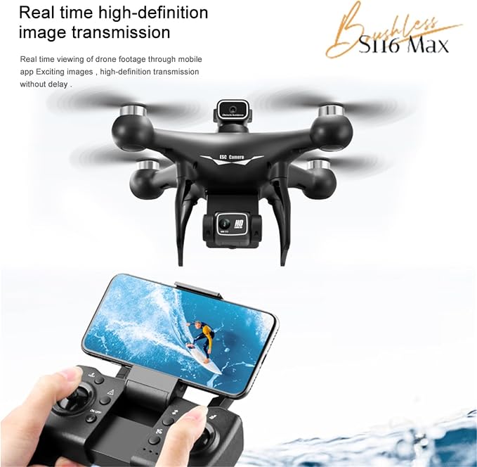 ikaufen S116 Drone with Camera for Adults GPS RC Drone With 4K HD Dual Camera WiFi FPV Foldable Quadcopter Aircraft +1 Battery