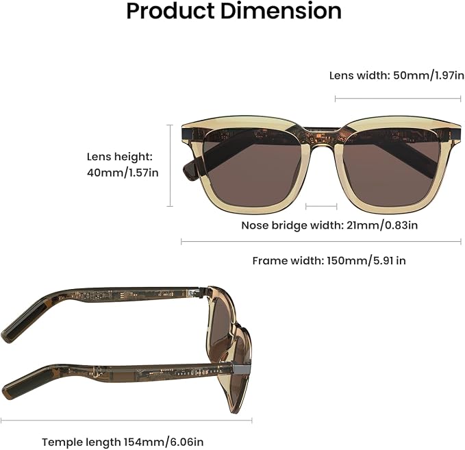DPVR G2 Smart Glasses Bluetooth Sunglasses with Speakers – Touch Control Bluetooth Glasses for Men & Women, UV400, IPX4
