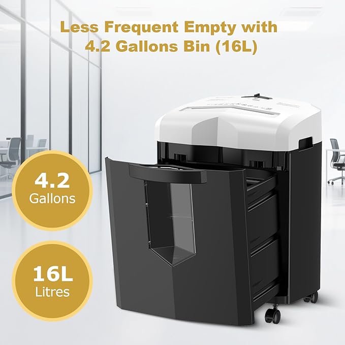 Bonsaii 12-Sheet Micro Cut Paper Shredder, 60-Minute P-4 High Security Shredders for Home Office, Shreds CD/Credit Card/Mail/Staple/Clip, Jam-Proof System with 4.2 Gal Pullout Bin (C266-BW)