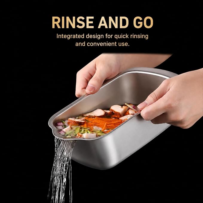 Vegetable Chopper, Stainless Steel Food Dicer Cutter and Mandoline Slicer with Drain Holes and Storage Container, Dishwasher Safe Food Chopper for Onion, Potato, Cucumber, Carrot and More