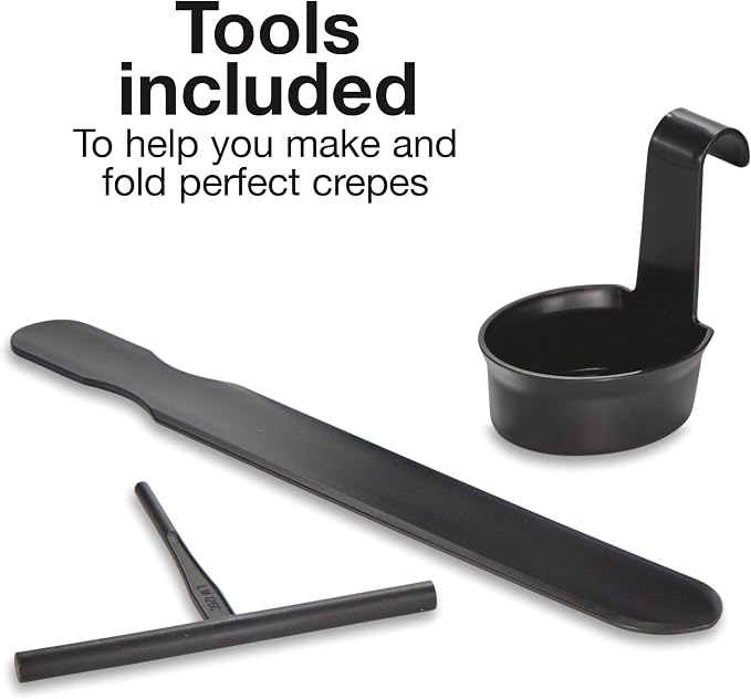 Proctor Silex Electric Crepe Maker with 13” PFAS-Free Nonstick Griddle for Eggs, Pancakes, Omelets and Quesadillas, with Temperature Control, Spatula, Spreader, Batter Cup, Stainless Steel (38400MN)