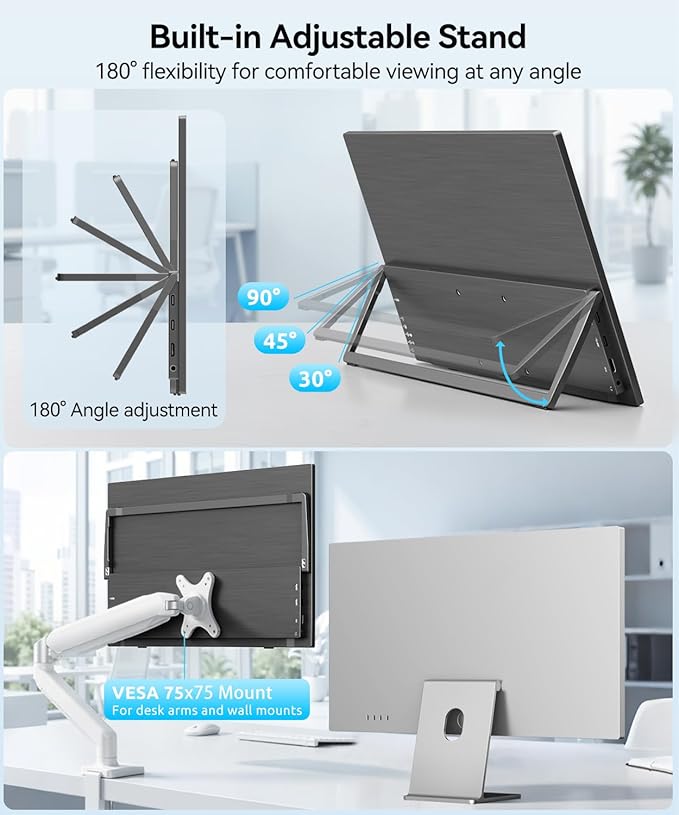 MAGICRAVEN Wireless Portable Monitor for Laptop, 15.6" Portable Monitor with Battery-1080P FHD Second Screen for Home & Office, AirPlay & Miracast Casting, No Cables or Drivers Needed(with Bag)