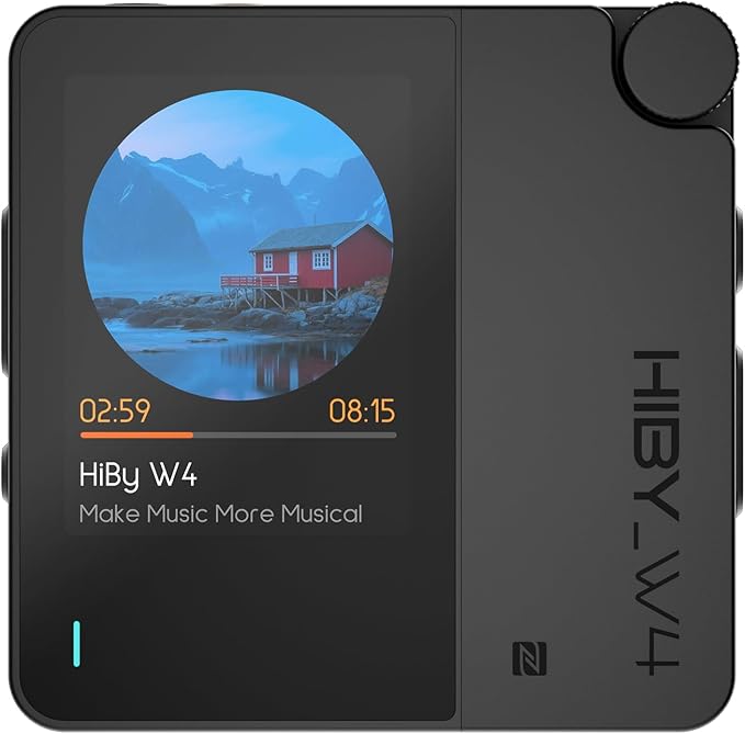 HiBy W4 Bluetooth Headphone Amplifier USB DAC, BT 5.4 & NFC, aptX Lossless LDAC, Dual DAC, DSD512 PCM 768kHz, 2-Inch Touch Screen, CVC Noise Reduction, 3.5mm & 4.4mm Balanced Output