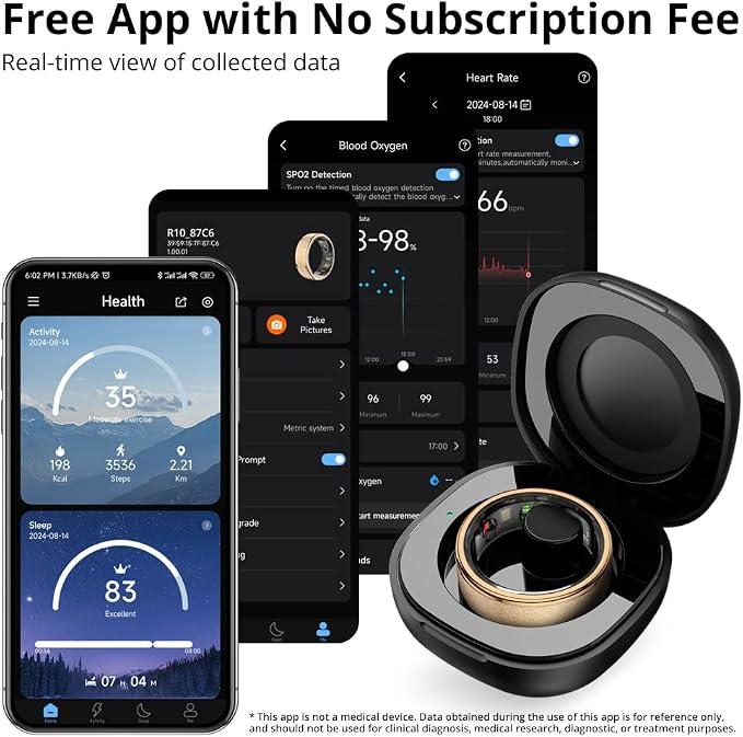 COLMI R10 Smart Ring for Women, Smart Health Ring with Heart Rate, Blood Oxygen, Sleep Monitoring, Pedometer, and Fitness Tracker, No Subscription Fee. (Rose Gold, 8#)
