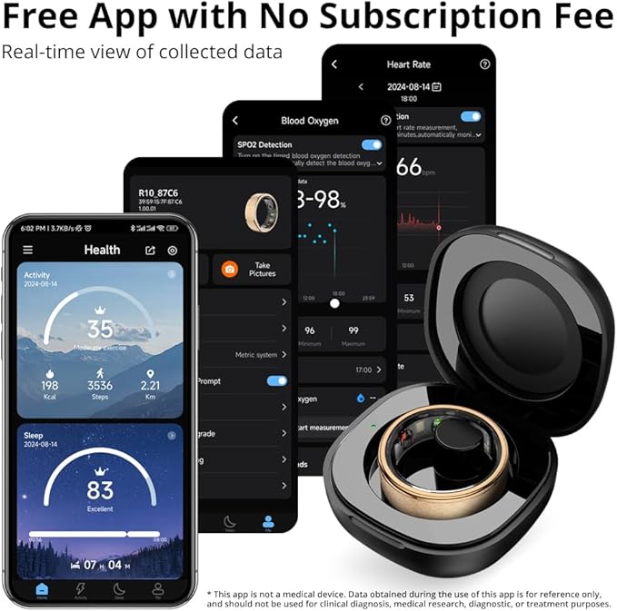 COLMI R10 Smart Ring for Women, Smart Health Ring with Heart Rate, Blood Oxygen, Sleep Monitoring, Pedometer, and Fitness Tracker, No Subscription Fee (Rose Gold, 7#)