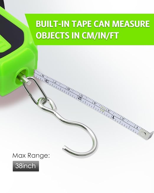 Digital Fishing Scale with Lip Gripper, 110lb/50kg Waterproof Fish Weight Scale with Tape Measure, Hook & Clamp, LCD Display & Hanging Design, Ideal Fishing Gift for Men Anglers