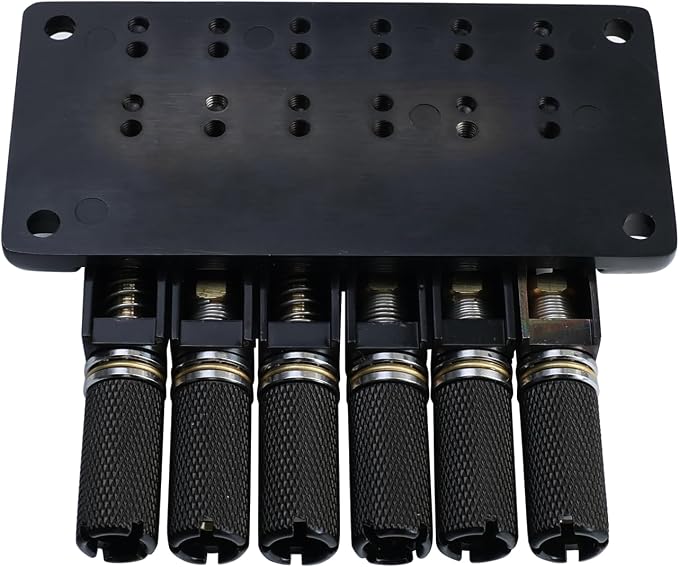 10.5mm Headless Electric Guitar Bridge All-Black Headless Bass Guitar Bridge Brass Saddles Zinc Alloy Plate Electric Guitar Bridge 6 String Headless Guitar Fixed Bridge