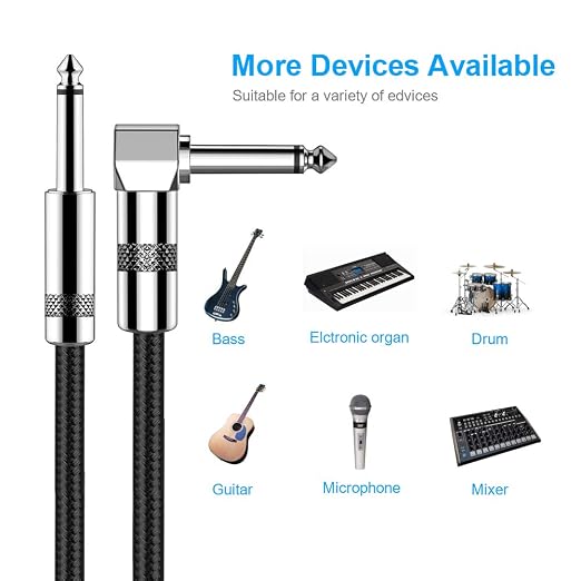 New Bee Guitar Cable 15ft Electric Instrument Cable Bass AMP Cord 1/4 Right to Straight for Electric Guitar, Bass Guitar, Electric Mandolin, Pro Audio