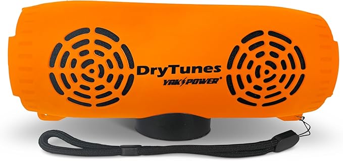Yak-Power Drytunes Water-Resistant Portable Bluetooth Speaker | IP66 | Party Button Music Sharing | Kayaks | Boats | E-Bikes | Outdoor | Orange