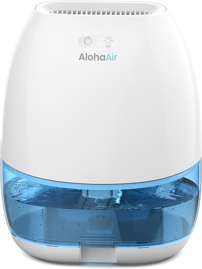 AlohaAir Dehumidifiers for Home, 34 oz Small Dehumidifier for Room, Quiet Dehumidifiers for Bathroom, Bedroom, RV, Closet with Auto Shut Off, 7 Colors Night Light