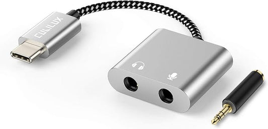 Cubilux USB C to TRS Microphone Headphone Splitter, Type C to 3.5mm Audio MIC Adapter Compatible with Google Pixel 8/7/6 Pro, Pixel 7a/6a, Pixel Fold, Pixel Tablet, Samsung S24/S23/S22/S21 Ultra More