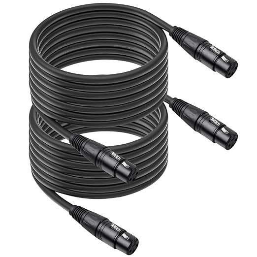 2 Pack 3 Pin XLR Female to Female Microphone Cables,25FT,Professional Balanced Audio Cable with Oxygen-Free Copper, Gold-Plated Connectors - for Studio, Stage, PA Systems 7.6M