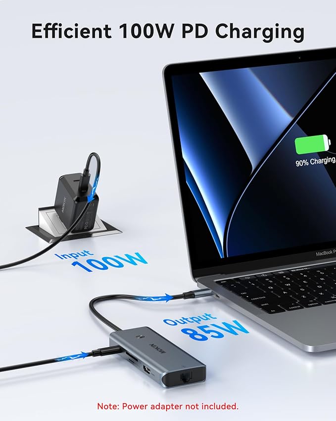 USB C Hub for MacBook Pro/Air,Mac Dongle with 3 USB Port,USB C to HDMI, USB C to RJ45 Ethernet,MOKiN 8 in 1 USB C to HDMI Adapter,100W PD Charging, USB C to SD/TF Card Reader USB C Hub