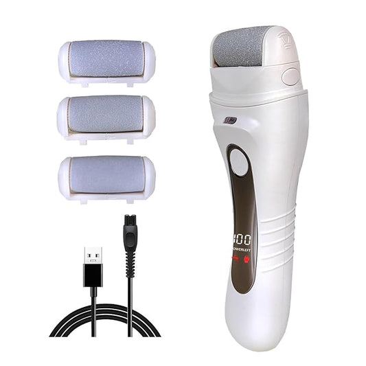 Electric Callus Remover for feet - FSA Eligible - Portable Rechargeable Electric Foot Files with 3 Heads - Pedicure Kit for Dry Dead Hard Cracked Skin