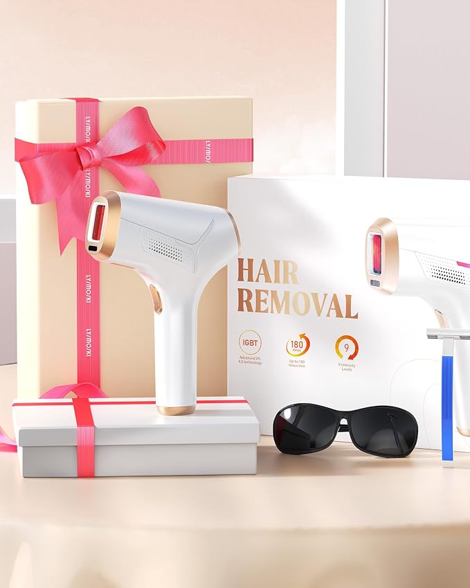 LYSMOSKI Laser Hair Removal for Women and Men, At-Home IPL Hair Removal Device with 5.2 cm² Treatment Window, Nearly Painless, Visible Results in 2 Weeks, Full Body Treatment in 8 Minutes, white