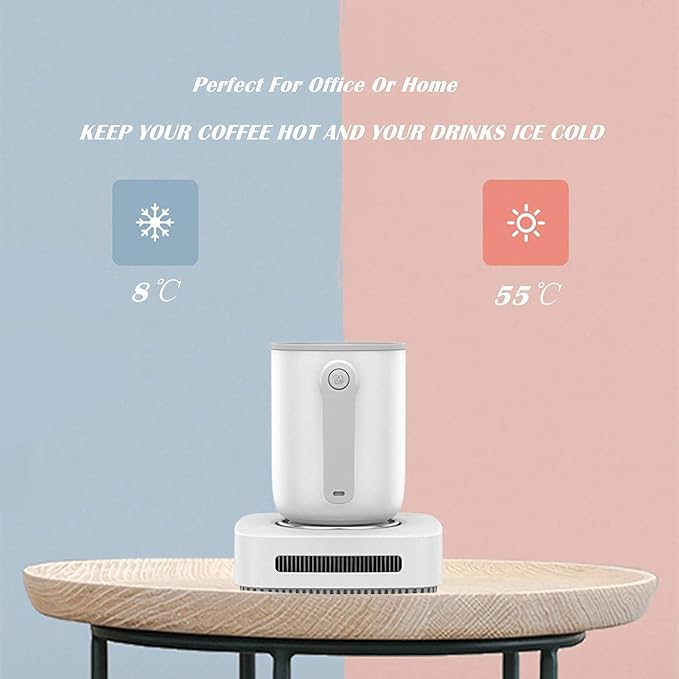 Cup Cooler-Coffee Warmer Desktop 2IN1,31℉ - 46℉ Coffee Tea Drinks Mug Warmer Cooler Desktop Heating and Cooling Beverage Plate For Water,Milk,Beer,Cocoa (white)
