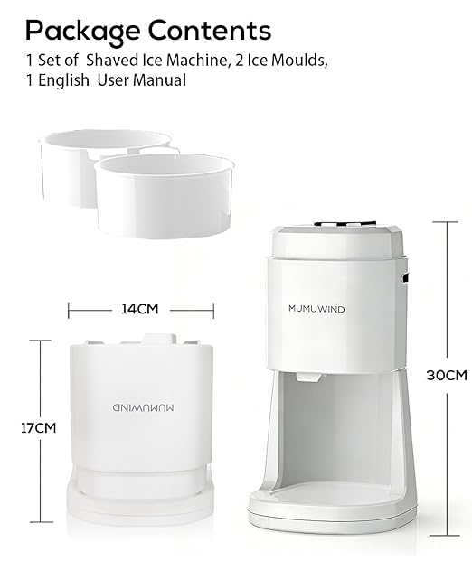 Shaved Ice Machine for Home, Electric ice Shaving Machine with 2 Ice Cups, Ice Shaver, Snow Cone Machine, Ice Crusher Snowcone Maker for Kids Birthday Party, House Warming Gifts (White)