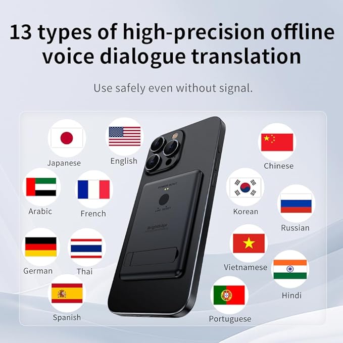Portable AI Voice Translator Device, 146+ Languages Real-Time Two-Way Translator with Offline Support & Magnetic Stand, for Travel, Business & Language Learning
