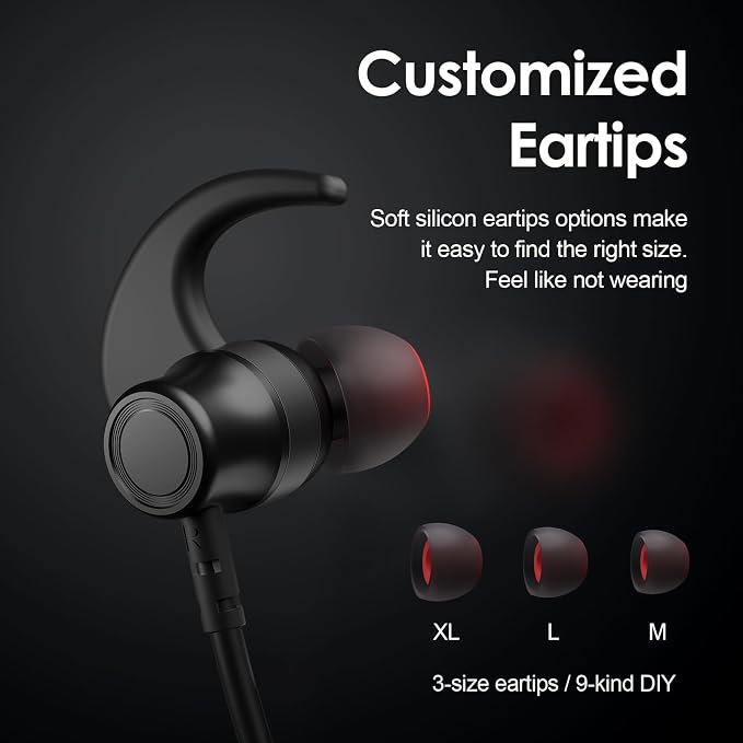 Bluetooth Headphones, 150H Playtime Wireless Bluetooth Earbuds with Earhooks, w/Mic in-Ear Magnetic Neckband Earphone, IPX7 Sweatproof Deep Bass Headset for Home, Traveling, Outdoor, Business Trips