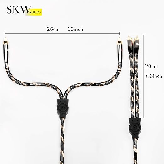 SKW Audiophile Ultra-high Purity Copper Audio Cable 3.5mm Male to 2 RCA Male Audio Auxiliary Stereo Y Splitter Adapter Cable 16.4ft/5M