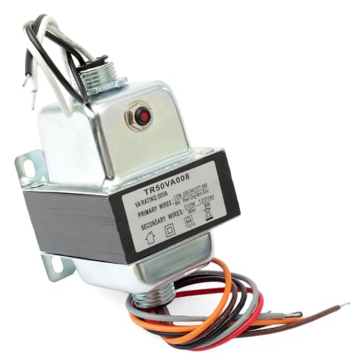 TR50VA008 Step-Down Transformer with Circuit Breaker Compatible with HVAC Systems 50VA 480/277/240/208VAC to 120VAC, Foot and Dual Threaded Hub Mount