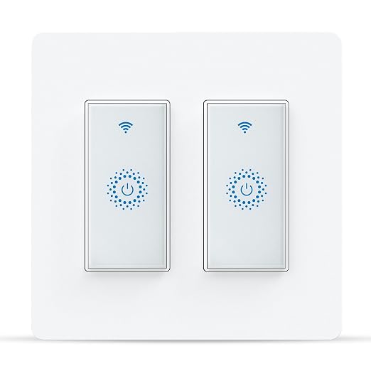 Milfra Smart Switch, Smart Light Touch Switch 2 Gang, Double Smart WiFi Light Switches, Smart Switch 2 Gang Compatible with Alexa and Google Home, Neutral Wire Needed, No hub Required (2Gang)