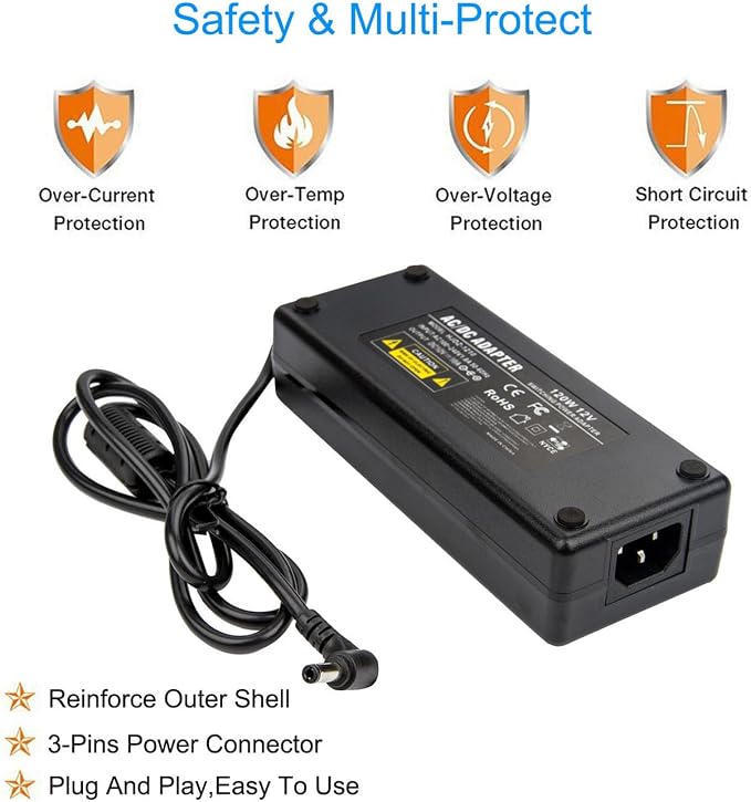 COOLM 52V 3A Power Supply Adapter - COOLM AC DC 52 Volt 3 Amp Replacement 2A 2.3A 2.5A 2.7A 2.88A for Reolink PoE NVRs, PoE Switch, Injector, Compatible with RLN16-410 / RLN8-410