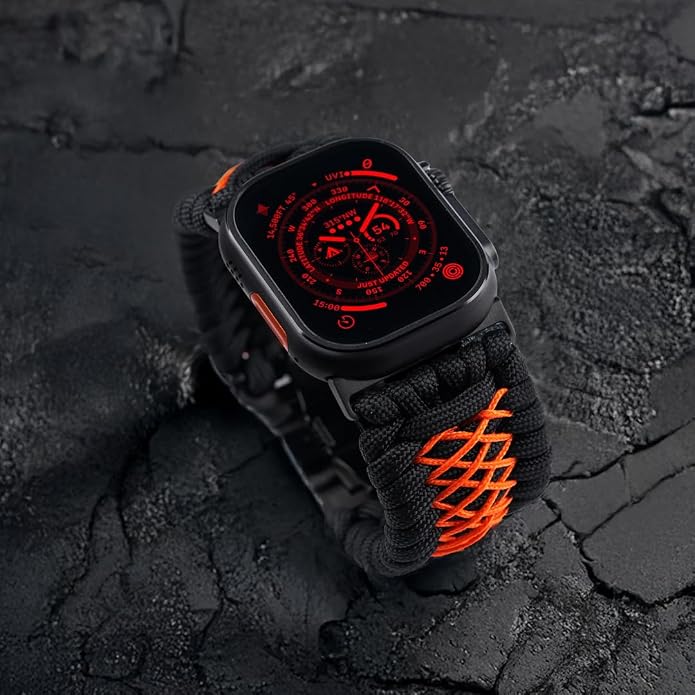 Tefeca Titan Series Paracord Band Compatible with Apple Watch Ultra 2/49mm, Series 10/46mm, 9/8/7/45mm, SE2/SE/6/5/4/44mm, and 3/2/1/42mm