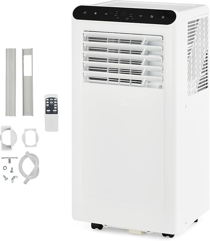 8000 BTU Portable Air Conditioners, 4-In-1 Portable AC Unit for Rooms Up to 350 Sq. Ft, Dehumidifier, Fan, Energy Saving, Remote Control, 24 Hour Timer, Sleep Mode, for Bedroom/Office,White