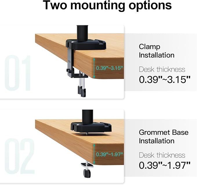 MOUNT PRO Triple Monitor Mount, 3 Monitor Desk Mount for Three Screens up to 32 Inch, Full Motion Gas Spring Heavy Duty Arm Hold up to 19.8lbs Each, Black