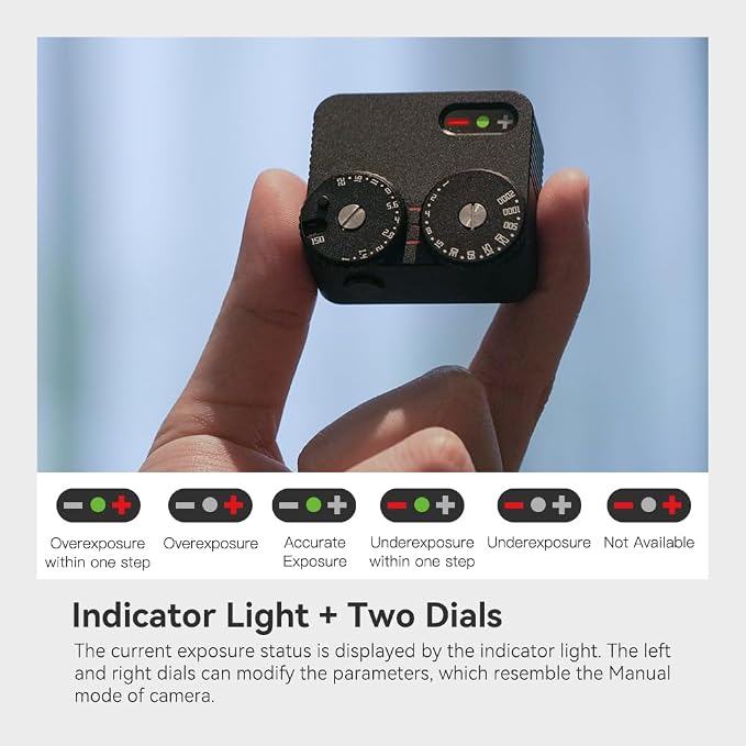 TTARTISAN Light Meter II Two Dial to Adjust ISO Compatible with Cold Shoe Mount for Speed ISO Photography (Silver)