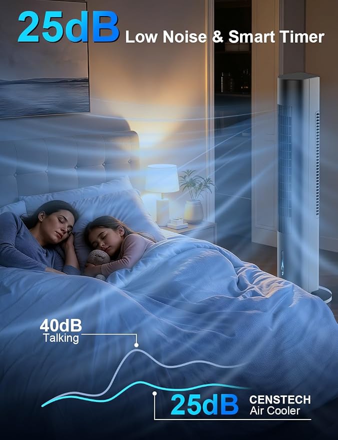 Windowless Air Conditioner, 35" Evaporative Air Cooler with 3 Speeds & 3 Modes, 25ft Remote & Smart Timer, 120°Oscillating Swamp Cooler No Window Needed Portable Air Conditioners for Bedroom