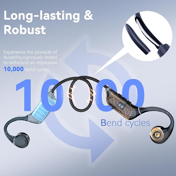 MONODEAL Bone Conduction Headphones Bluetooth Open Ear Headphones with Mic | EQ ModeSwitching Lightweight Bone Conduction Earbuds IP65 Waterproof