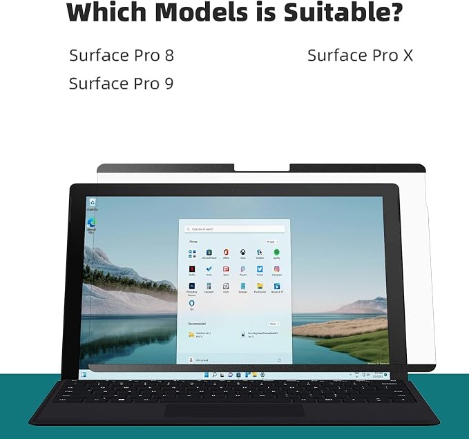 Magnetic Privacy Filter Compatible with Microsoft Surface Pro 10 (2024) / Pro 9 (2022) / Pro 8 (2021) / Pro X (2021, 2019), 13 Inch Removable Anti Spy Glare Blue Light Privacy Screen