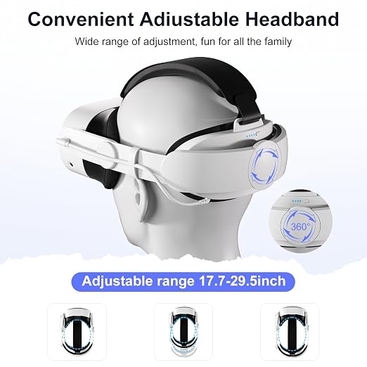 Hurra Head Strap with Battery Compatible with Meta/Oculus Quest 3/ 3S, 10000mAh Fast Charging Detachable Battery Pack Extend 5-7H Playtime, Adjustable Elite Strap Enhanced Support & Balance in VR