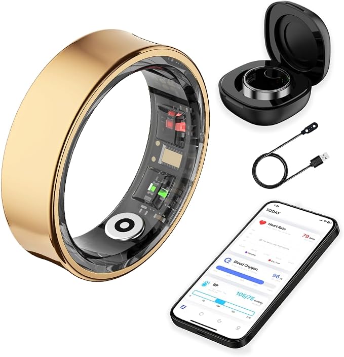 Smart Ring for Women & Men - Heart Rate, Blood Oxygen, Sleep Tracker | Waterproof IP68 | 12-Day Battery | Heart Rate, Steps, Calories Monitor | Comfort Fit Wearable Tech Accessory Ring