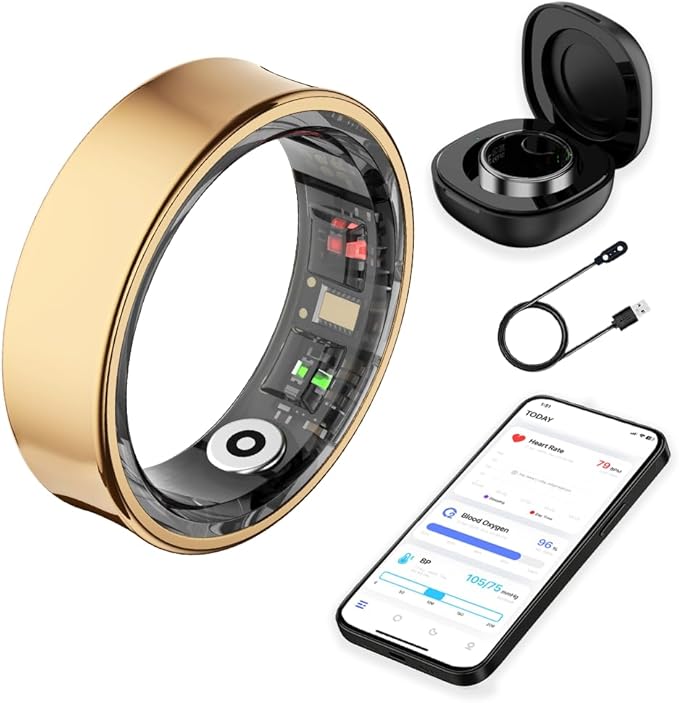 Smart Ring for Women & Men - Heart Rate, Blood Oxygen, Sleep Tracker | Waterproof IP68 | 12-Day Battery | Heart Rate, Steps, Calories Monitor | Comfort Fit Wearable Tech Accessory Ring